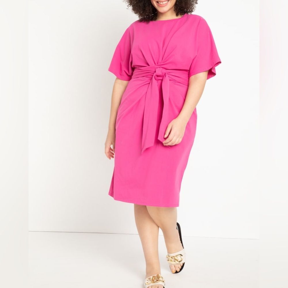 ELOQUII Liberty Cross Front Dress in Pink 24 NWT